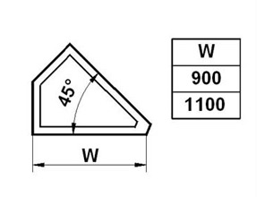 Угловая вставка ВУ1(45°) - размеры